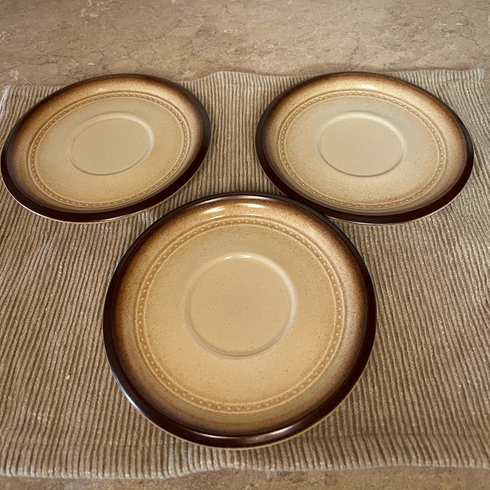 Elegant Brown and Tan Stoneware Saucers